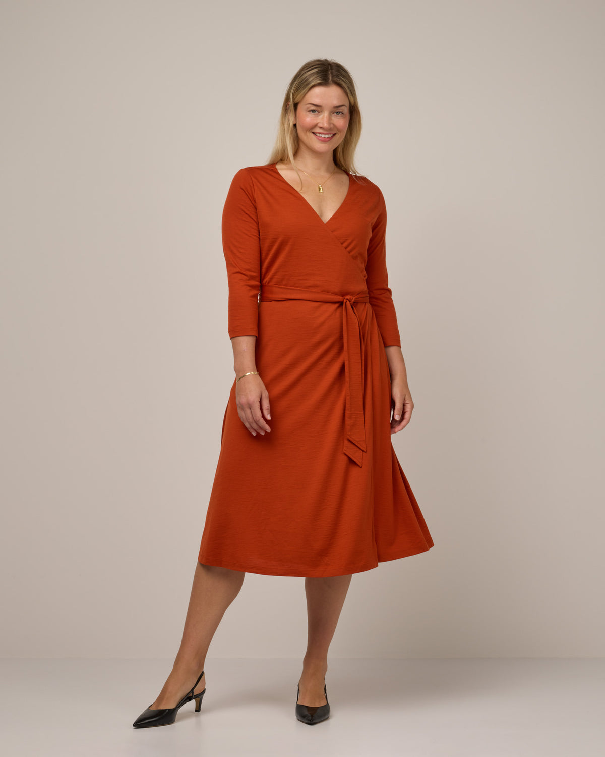 Alana Merino Wool Wrap Dress - Terracotta  Alana Wrap Dress | wool& Europe