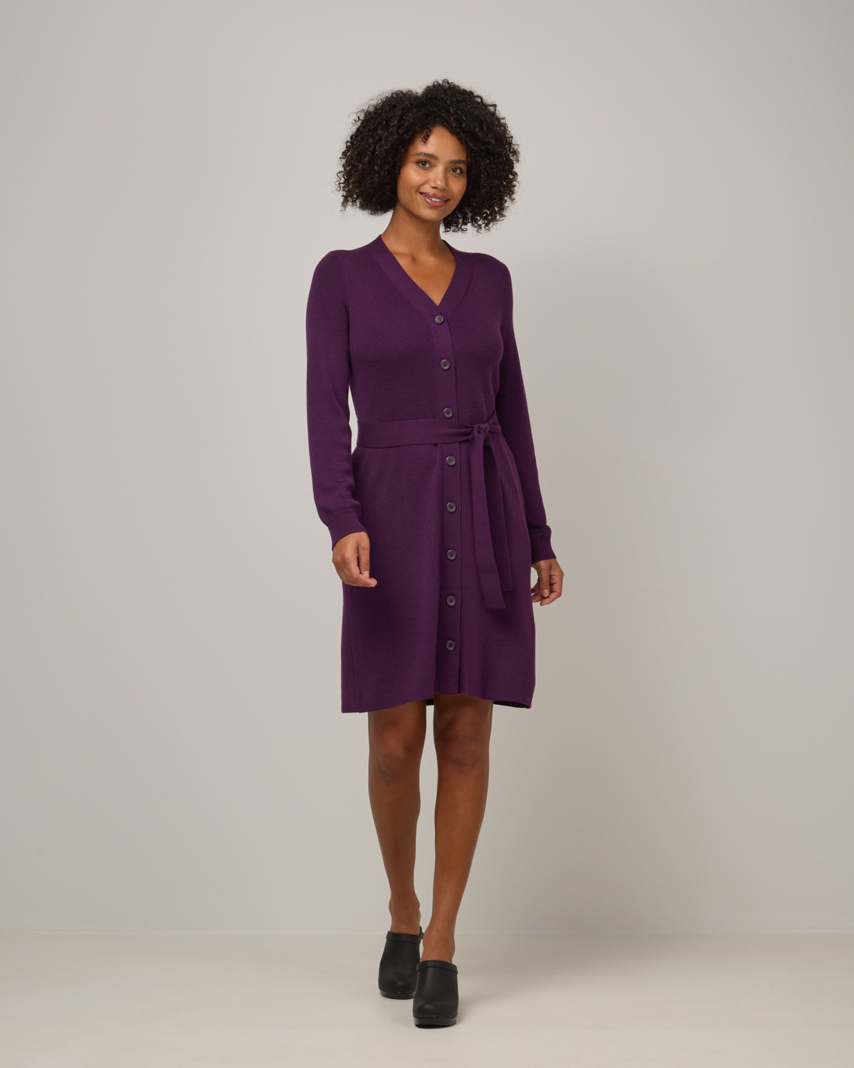 Amber Merino Wool Belted Sweater Dress