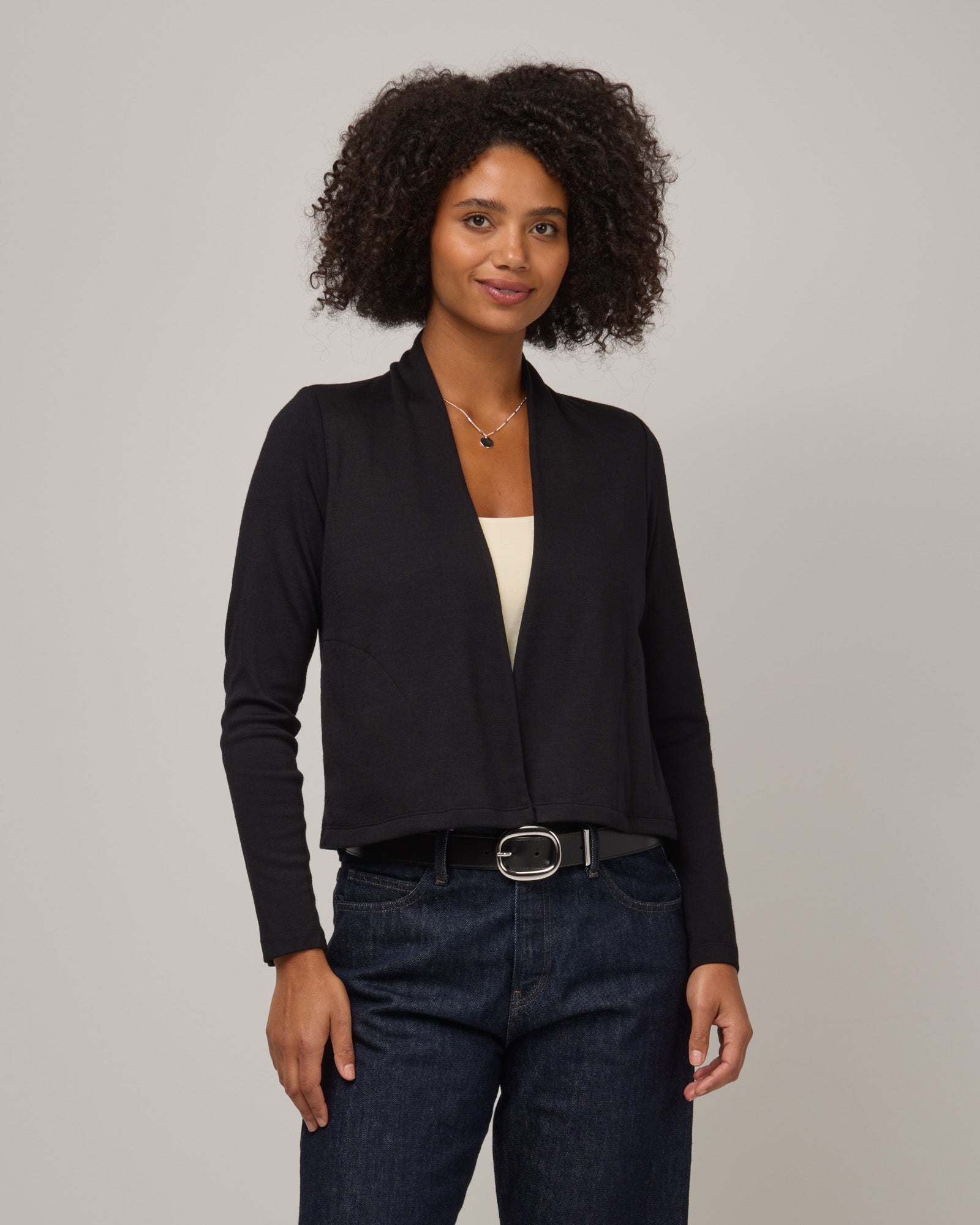 Winona Merino Wool Interlock Crop Cardigan - Black – Winona Crop
