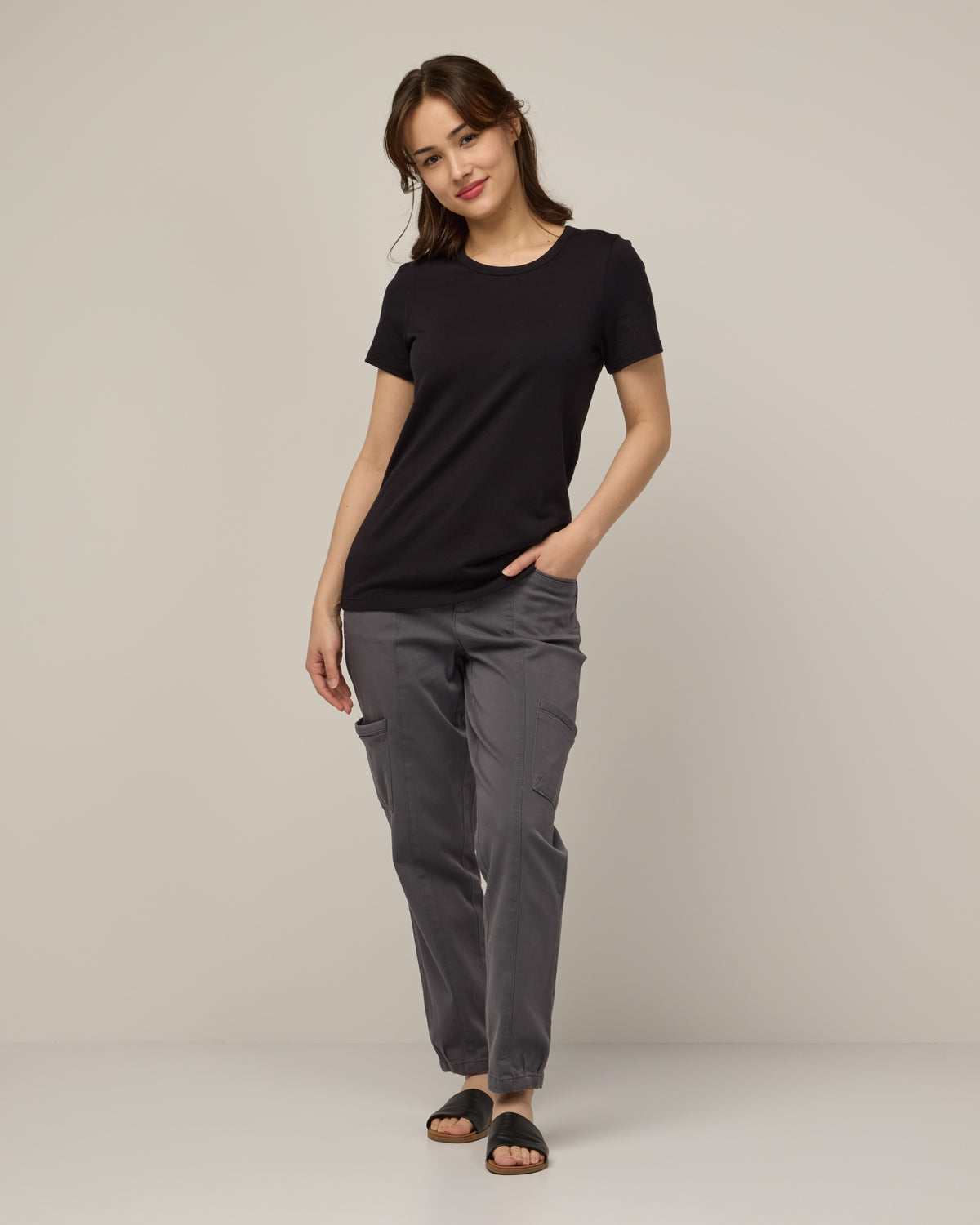 Caia Crew Tee - Black Stripe