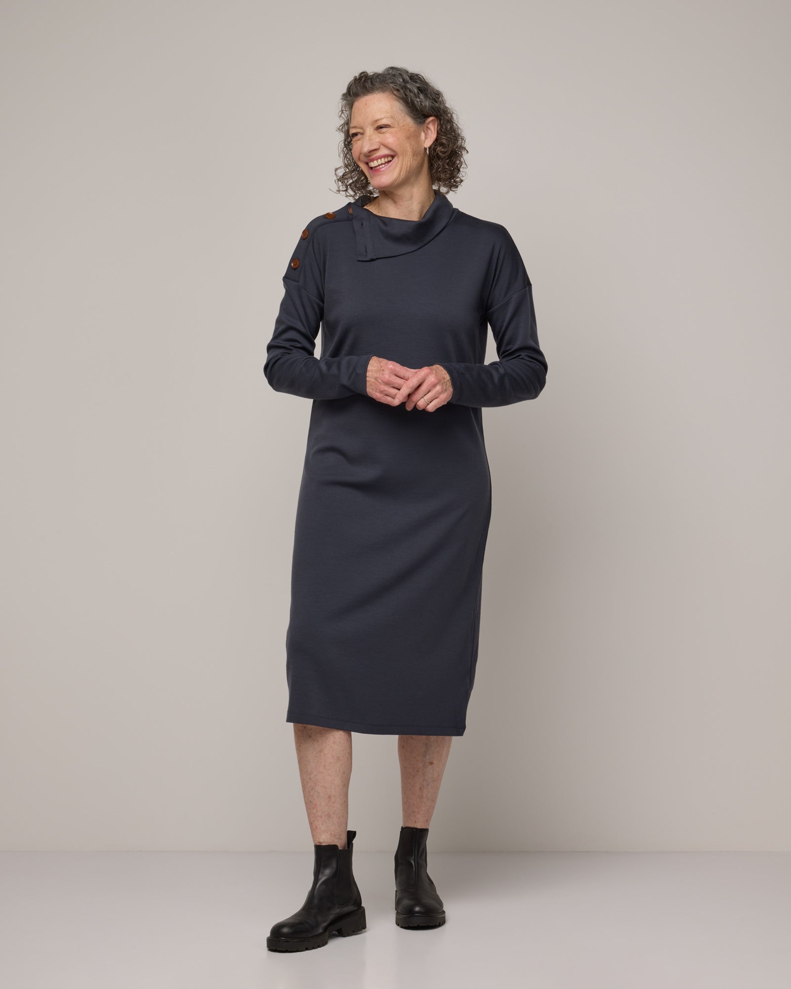 Margo Merino Wool Shift Dress - Thyme - wool& Europe