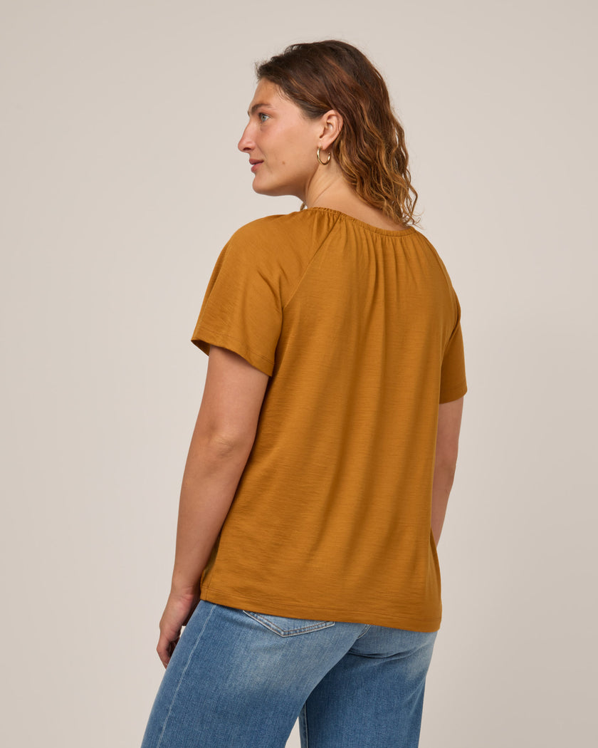 Lilah Signature Gathered Neck Tee