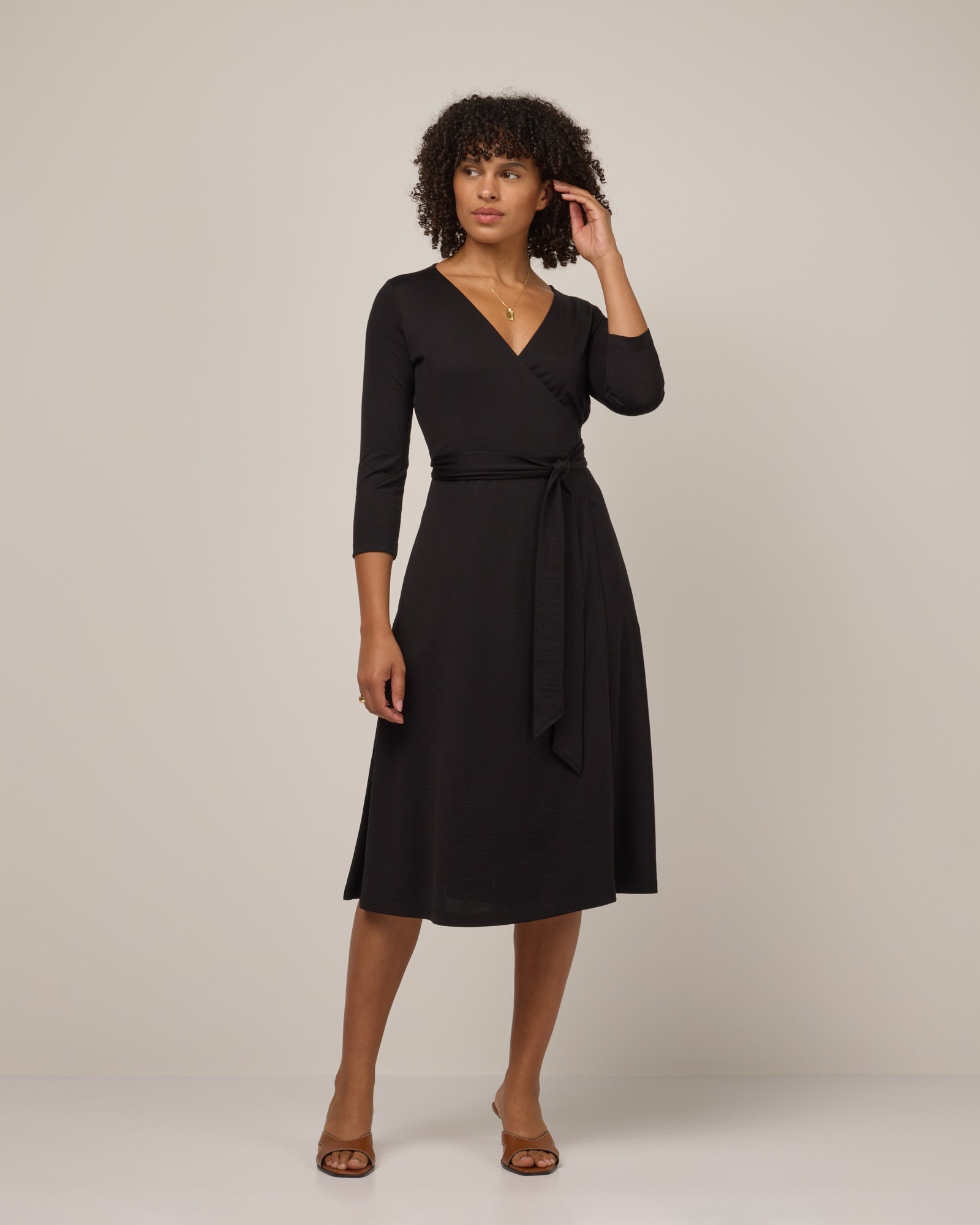 Alana Merino Wool Wrap Dress - Black – Alana Wrap Dress | wool& Europe