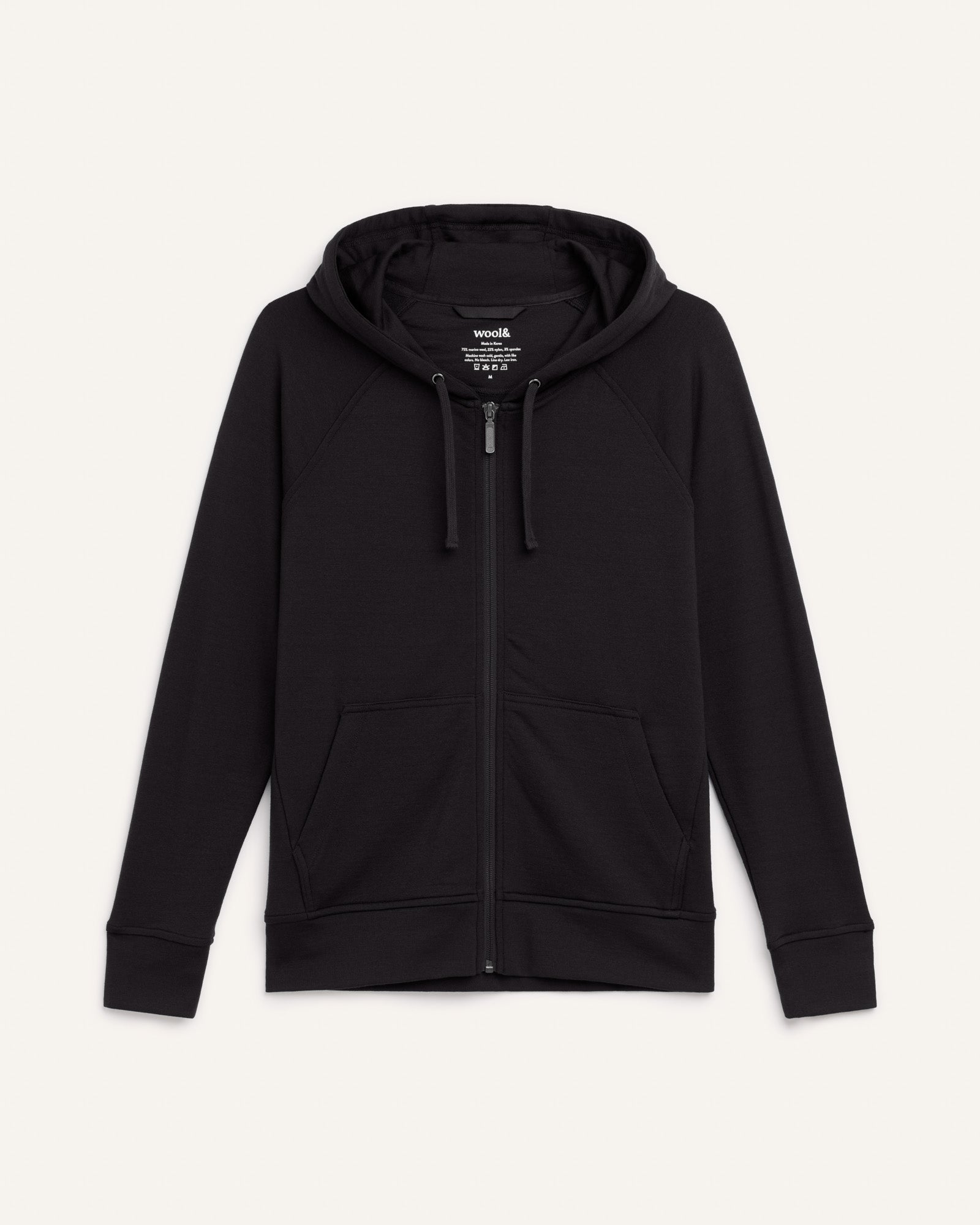 Aspen Merino Wool Full-Zip Hoodie Black - Main Image