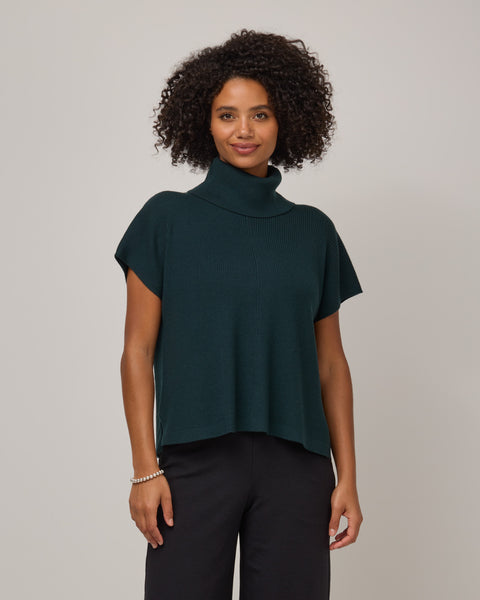 Ginger Merino Wool Short Sleeve Cowl Neck Sweater - Pine – Ginger