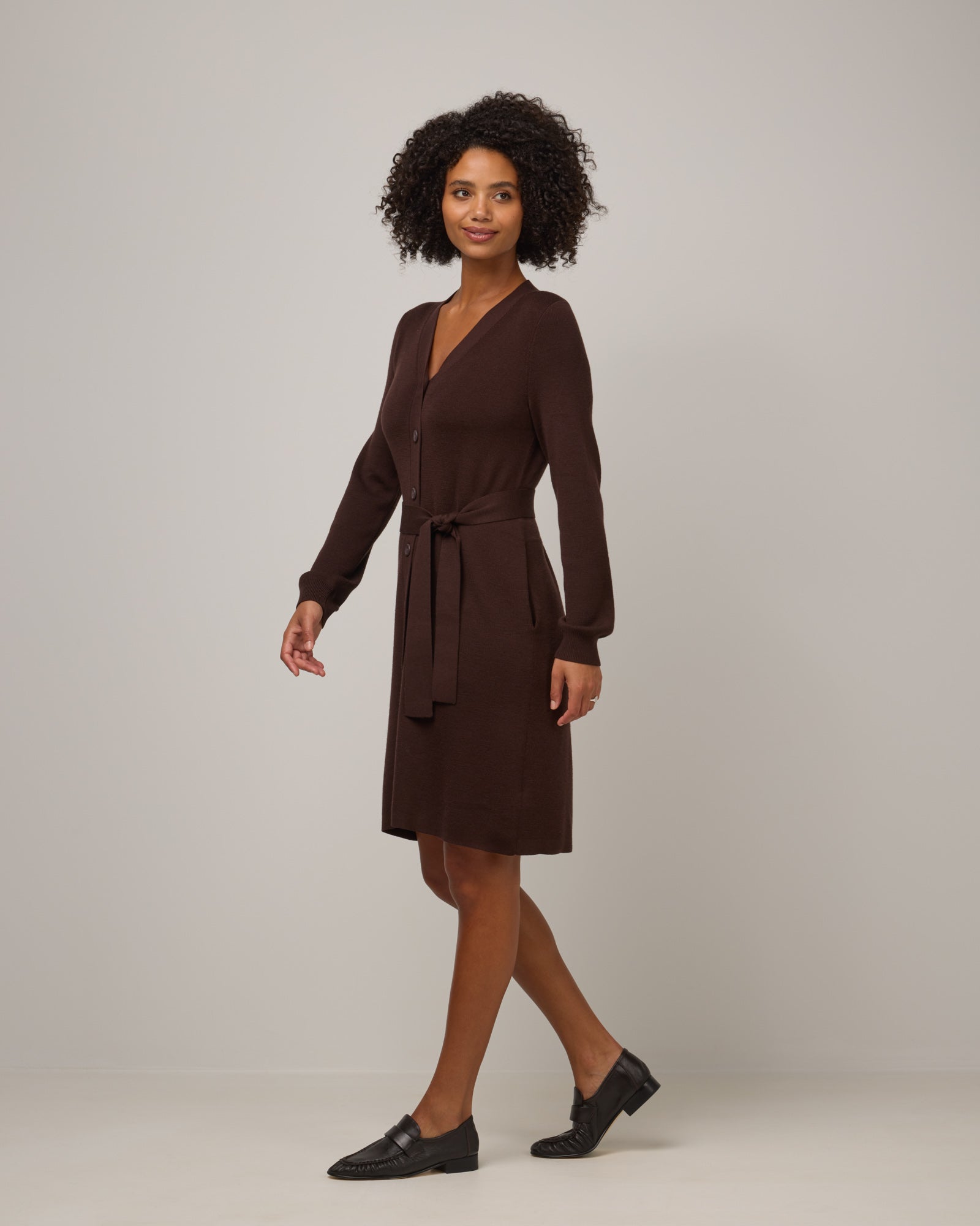 Amber Merino Wool Belted Sweater Dress - Espresso Amber Belted Sweater Dress | wool& Europe Amber Merino Wool Belted Sweater Dress - Espresso Amber Belted Sweater Dress | wool& Europe