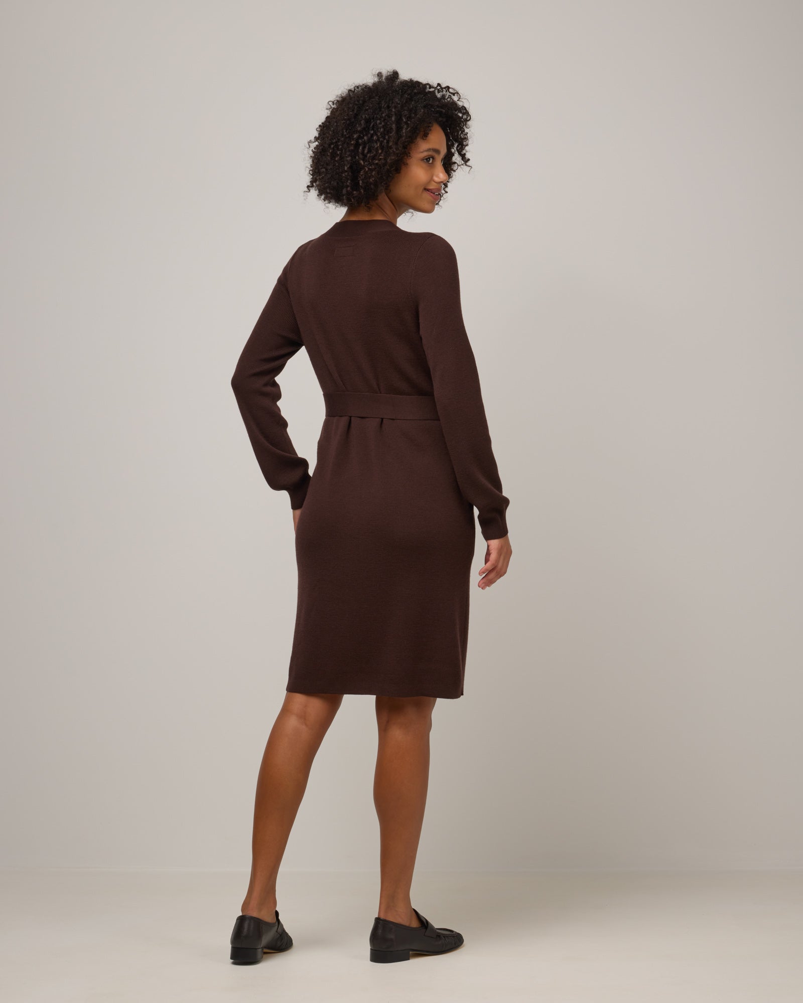 Amber Merino Wool Belted Sweater Dress - Espresso Amber Belted Sweater Dress | wool& Europe Amber Merino Wool Belted Sweater Dress - Espresso Amber Belted Sweater Dress | wool& Europe