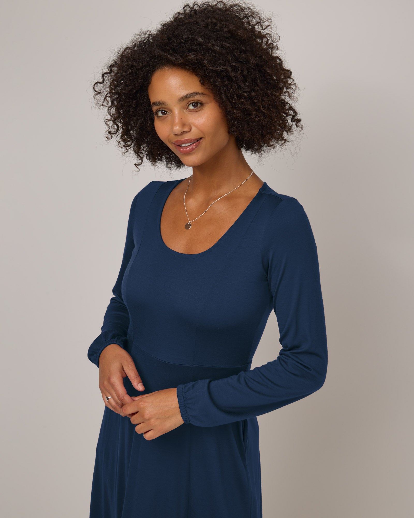 Ahna Merino Wool Empire Waist Dress - Marine Blue Ahna Empire Waist Dress | wool& Europe Ahna Merino Wool Empire Waist Dress - Marine Blue Ahna Empire Waist Dress | wool& Europe