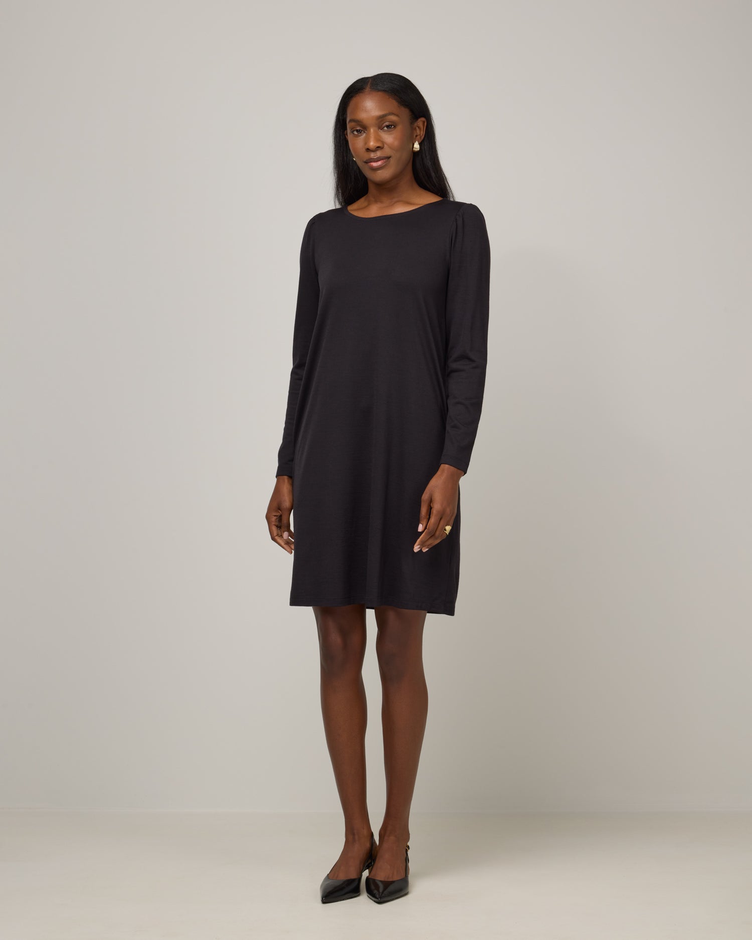 black long sleeve puff sleeve dress Rosa Merino Wool - – Edith Puff Top line silhouette flatters every Trouser Inseam:W42 L32 Buy Friends Like These color: grey