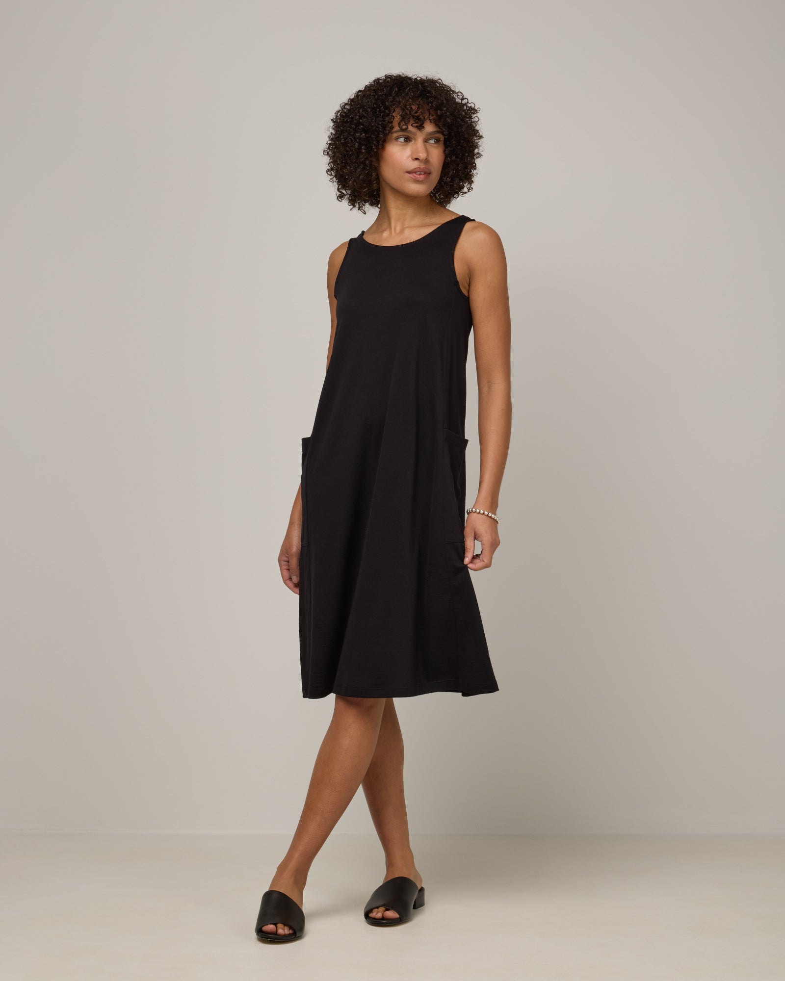 Summer Merino Wool Reversible Dress - Black Summer Midi Tank Dress | wool& Europe Summer Merino Wool Reversible Dress - Black Summer Midi Tank Dress | wool& Europe