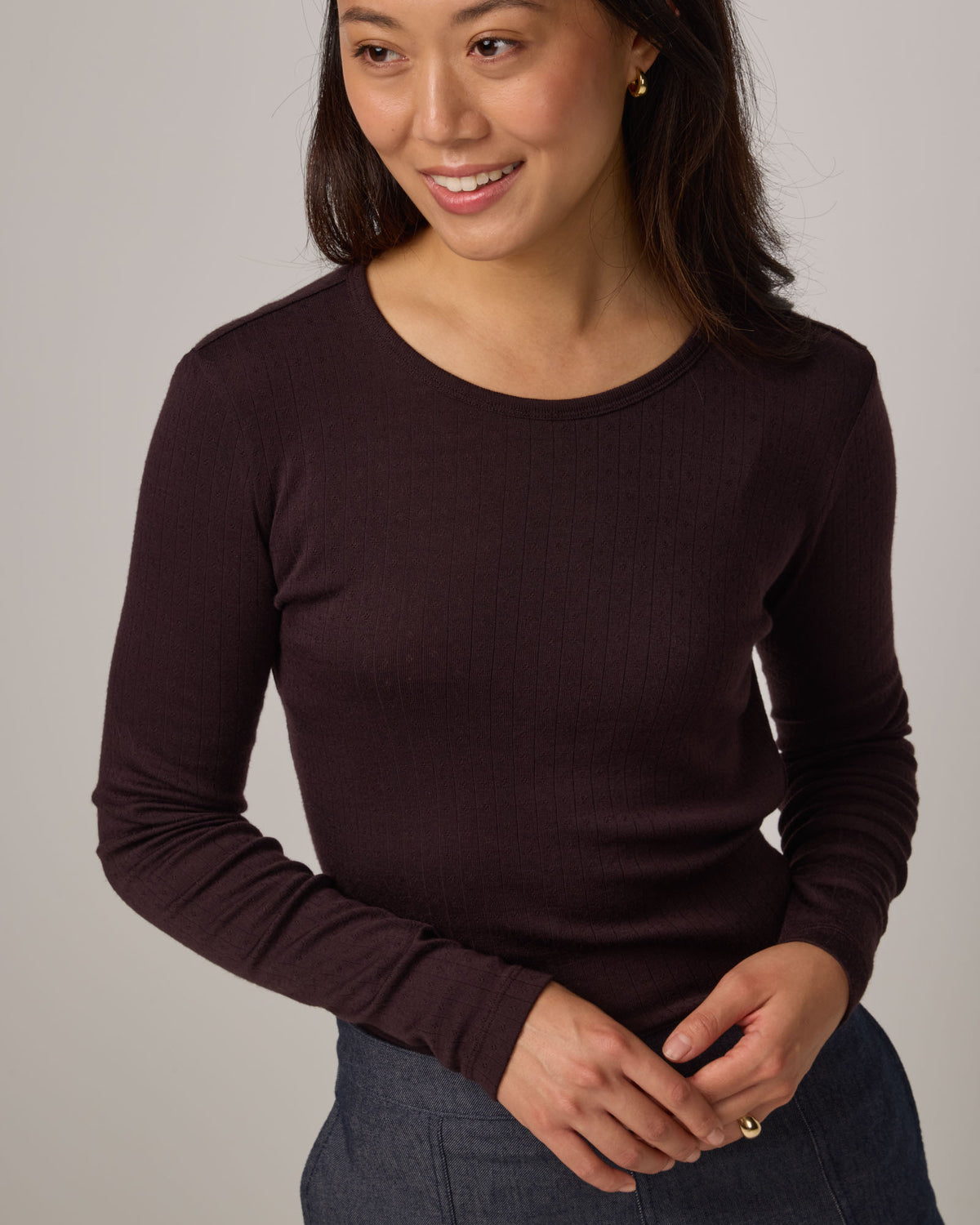 Sloan Pointelle Fitted Tee