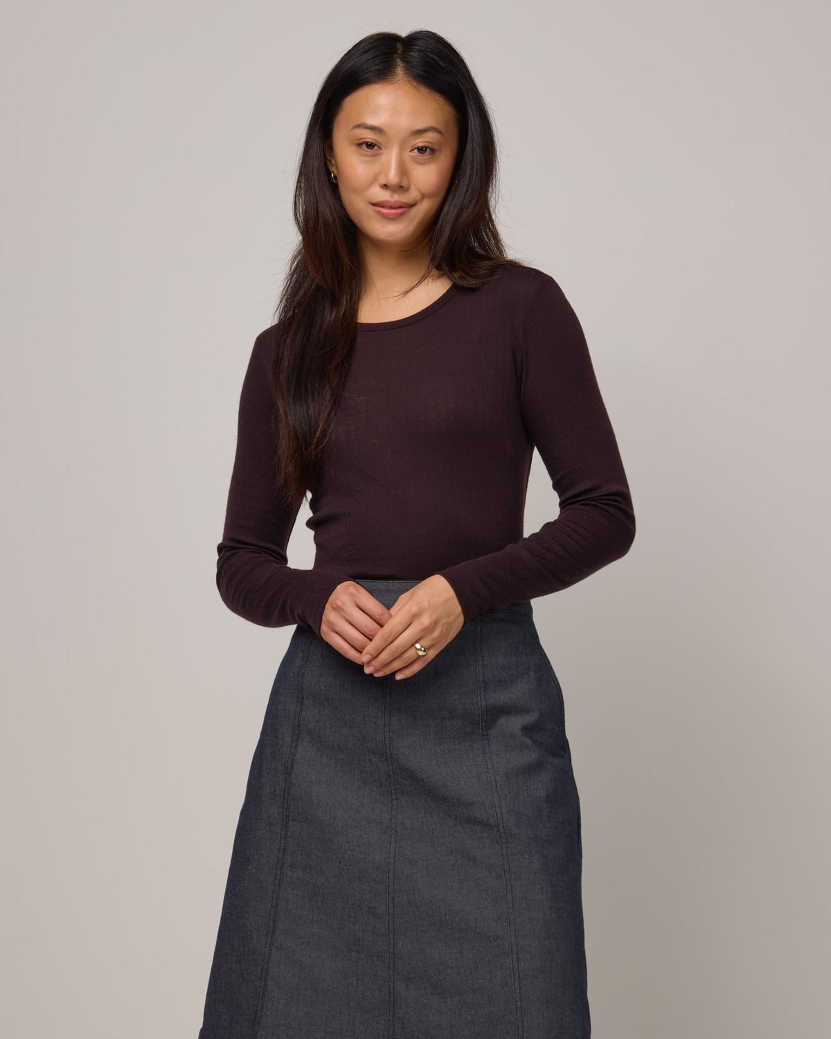 Sloan Pointelle Fitted Tee