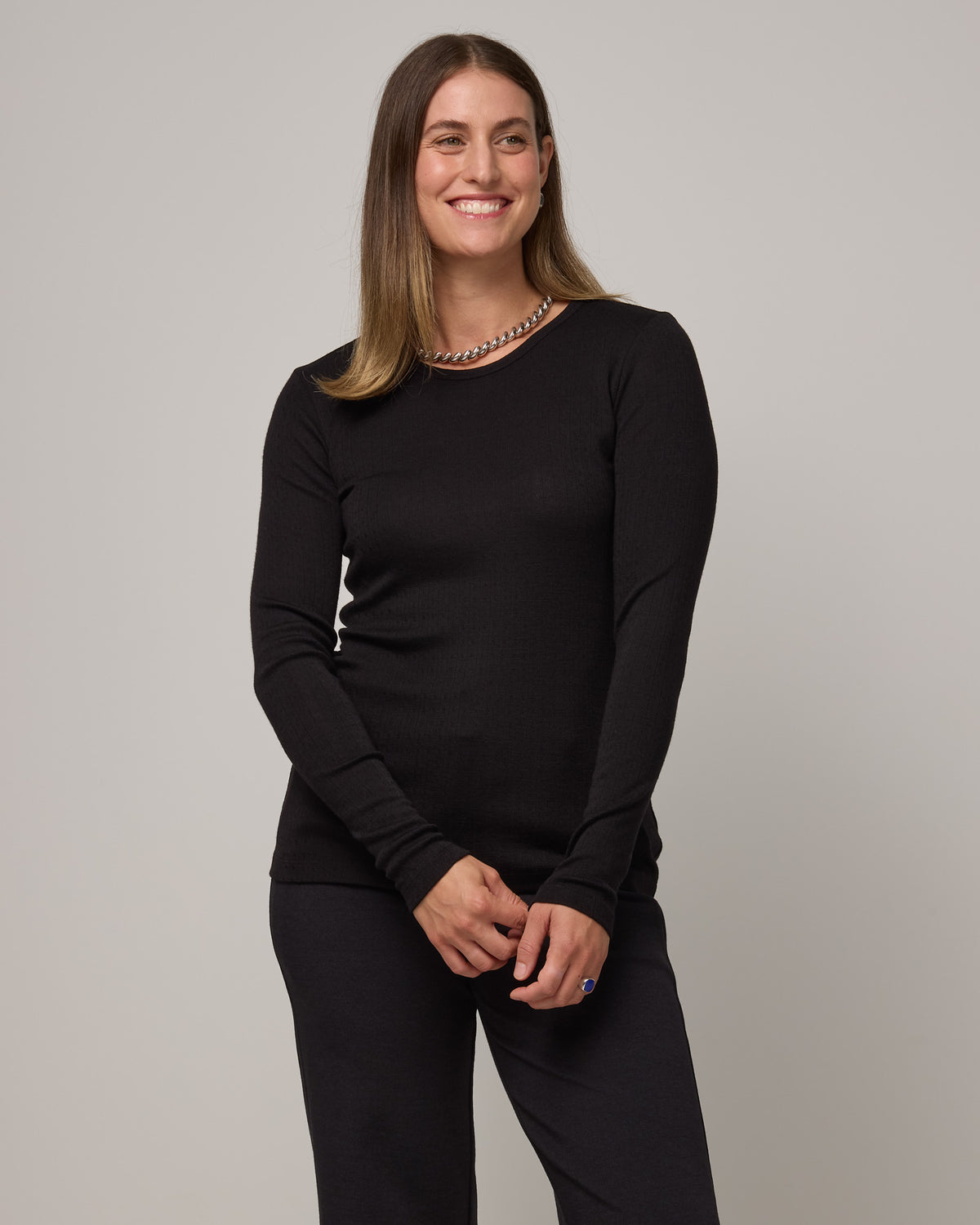 Sloan Pointelle Fitted Tee