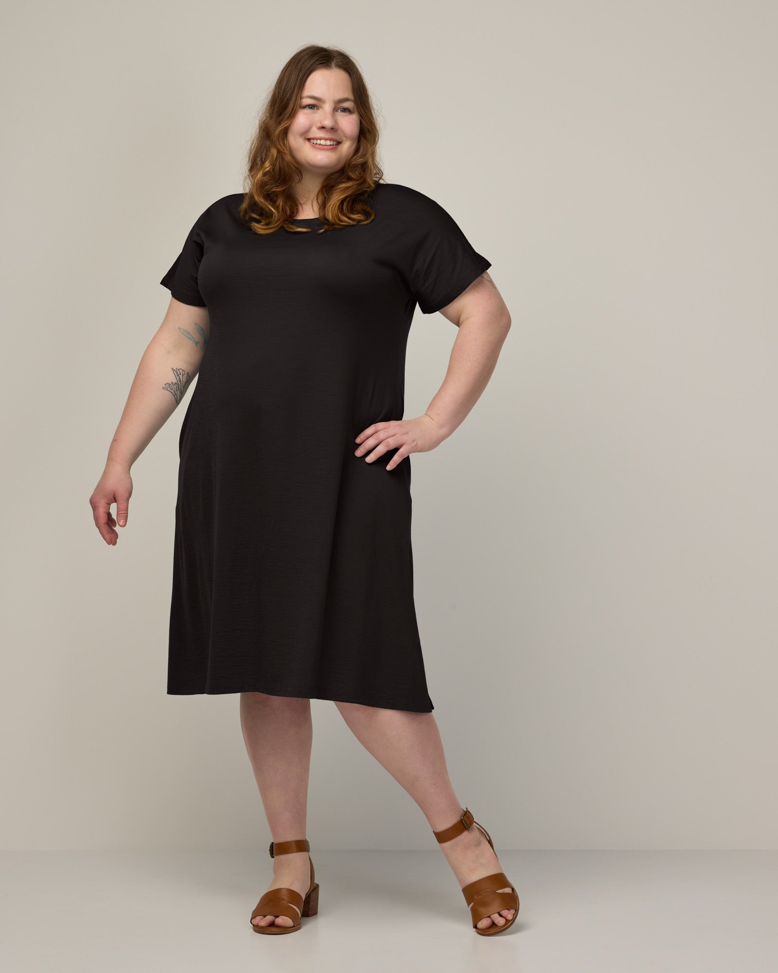 Black wool shift dress clearance