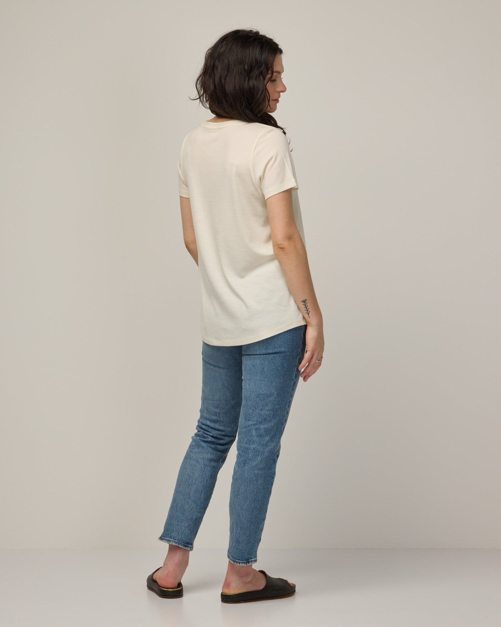 Stella Merino Wool Signature Scoop Neck Tee - Natural White