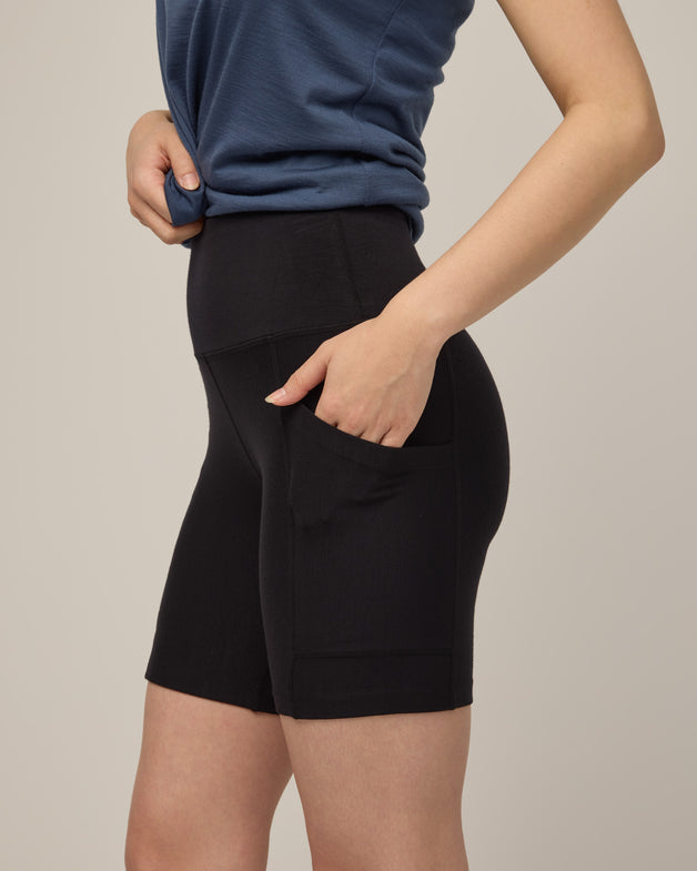 Topshop Micro Knit Bike Shorts Cycling Pants Black Wool Stretch Women M  8-10 NWT
