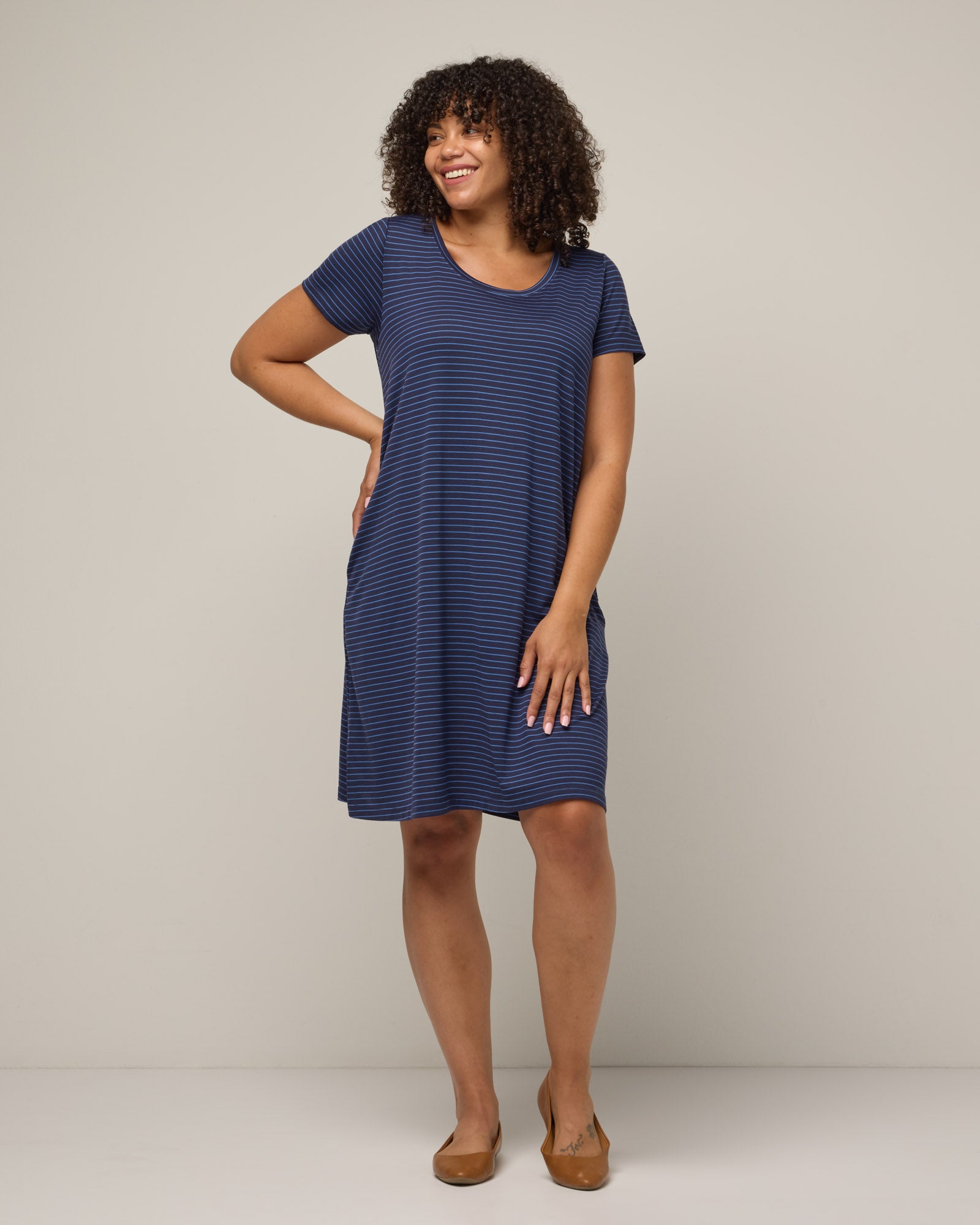 Navy blue shop pinstripe dress
