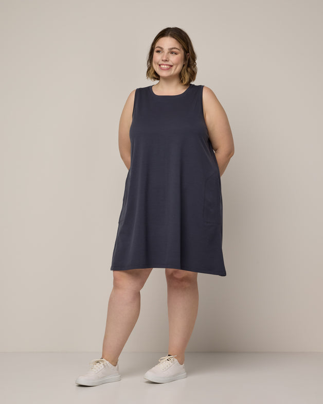 Plus size navy blue tank 2024 dress